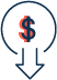 Icon of a dollar sign inside a circle with a downward arrow